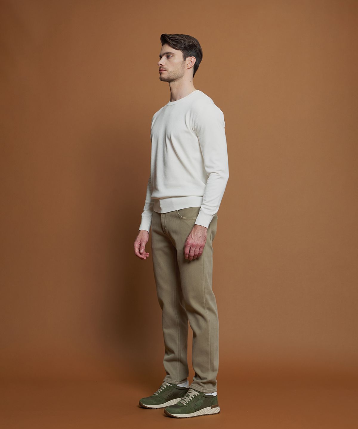 빠니깔레(PANICALE) 베이지 자수 포인트 기모 데님 팬츠