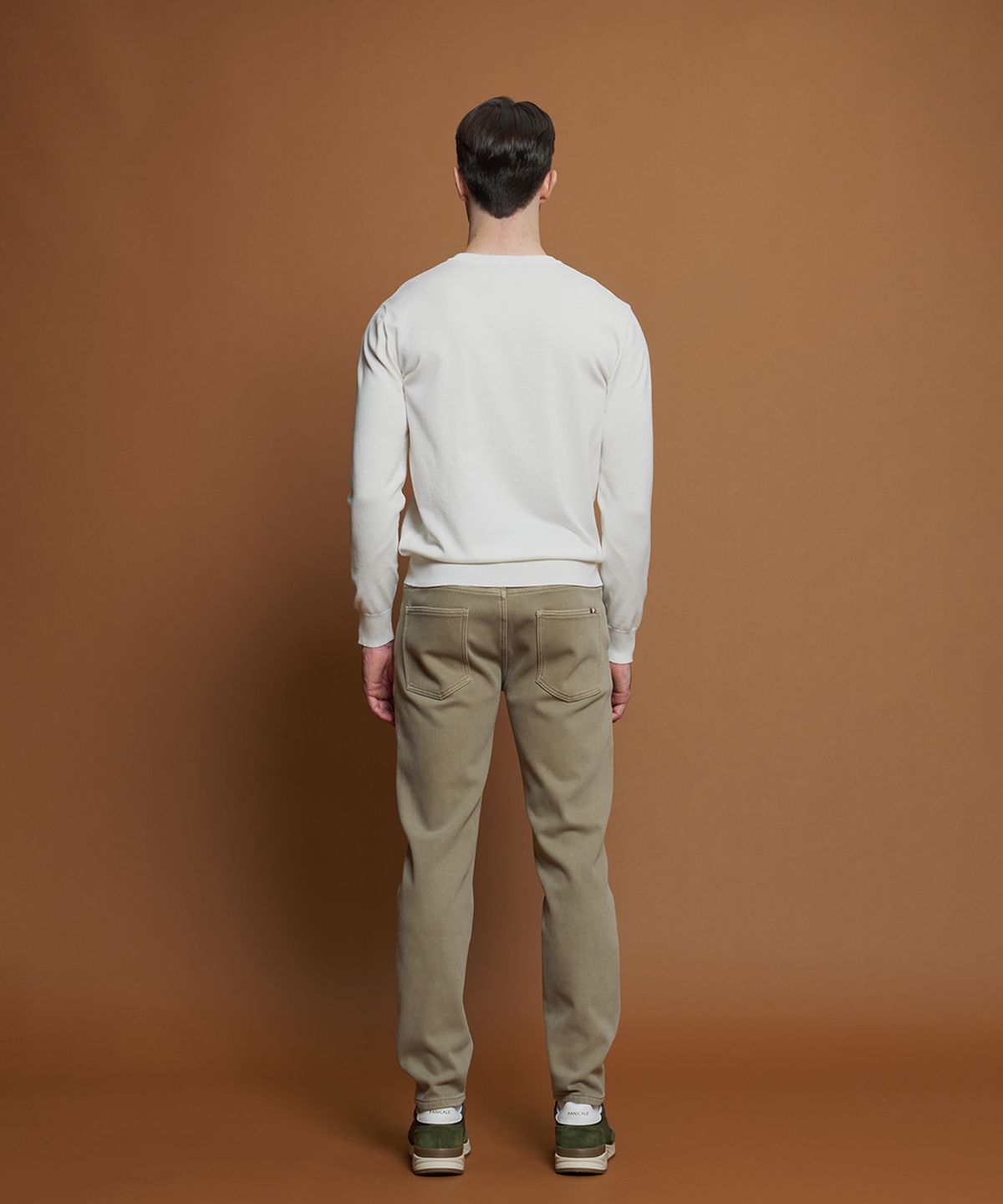 빠니깔레(PANICALE) 베이지 자수 포인트 기모 데님 팬츠