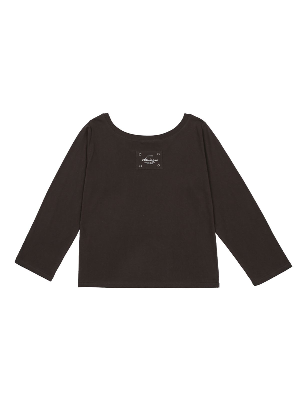 어니브(ANIV) CROSS EYELET LONG SLEEVE OFF-SHOULDER CHARCOAL