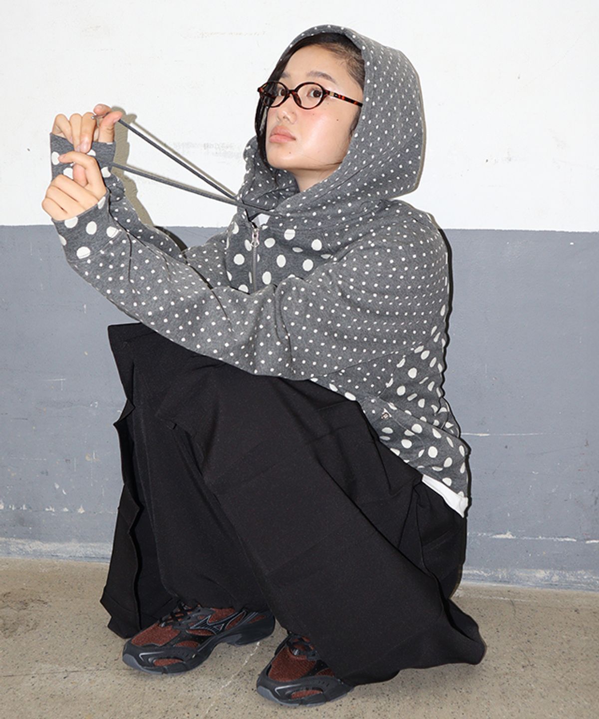 론론(RONRON) LAYERED PLEATED SKIRT PANTS BLACK
