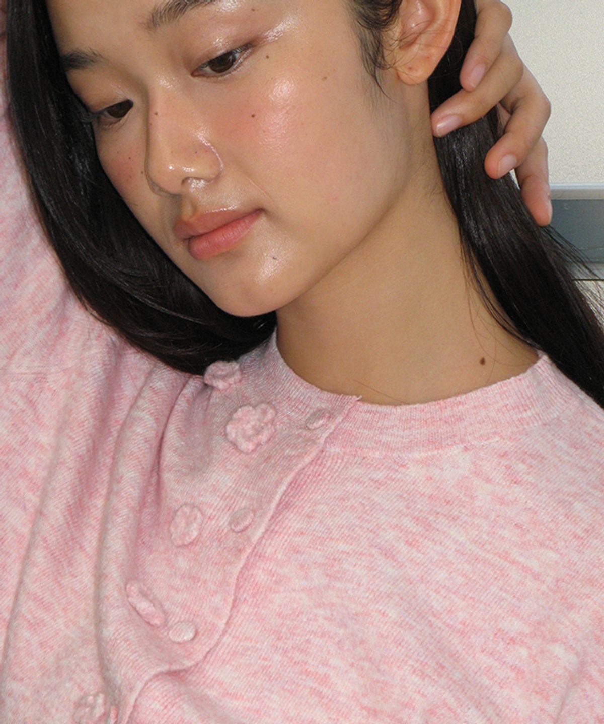 론론(RONRON) HANDMADE BLOSSOM CARDIGAN PINK