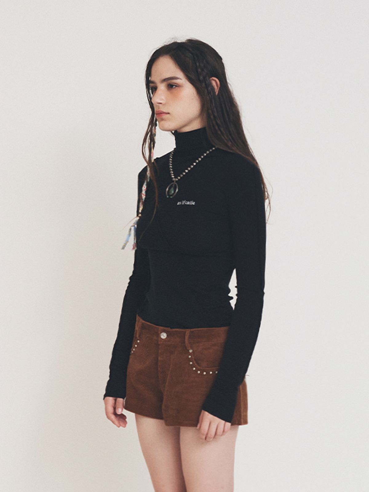 에즈이프 캘리(ASIF CALIE) CUT-OFF TURTLENECK LONG SLEEVE BLACK
