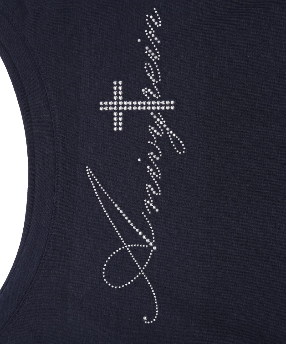 어니브(ANIV) STUDDED LONG SLEEVE OFF-SHOULDER NAVY