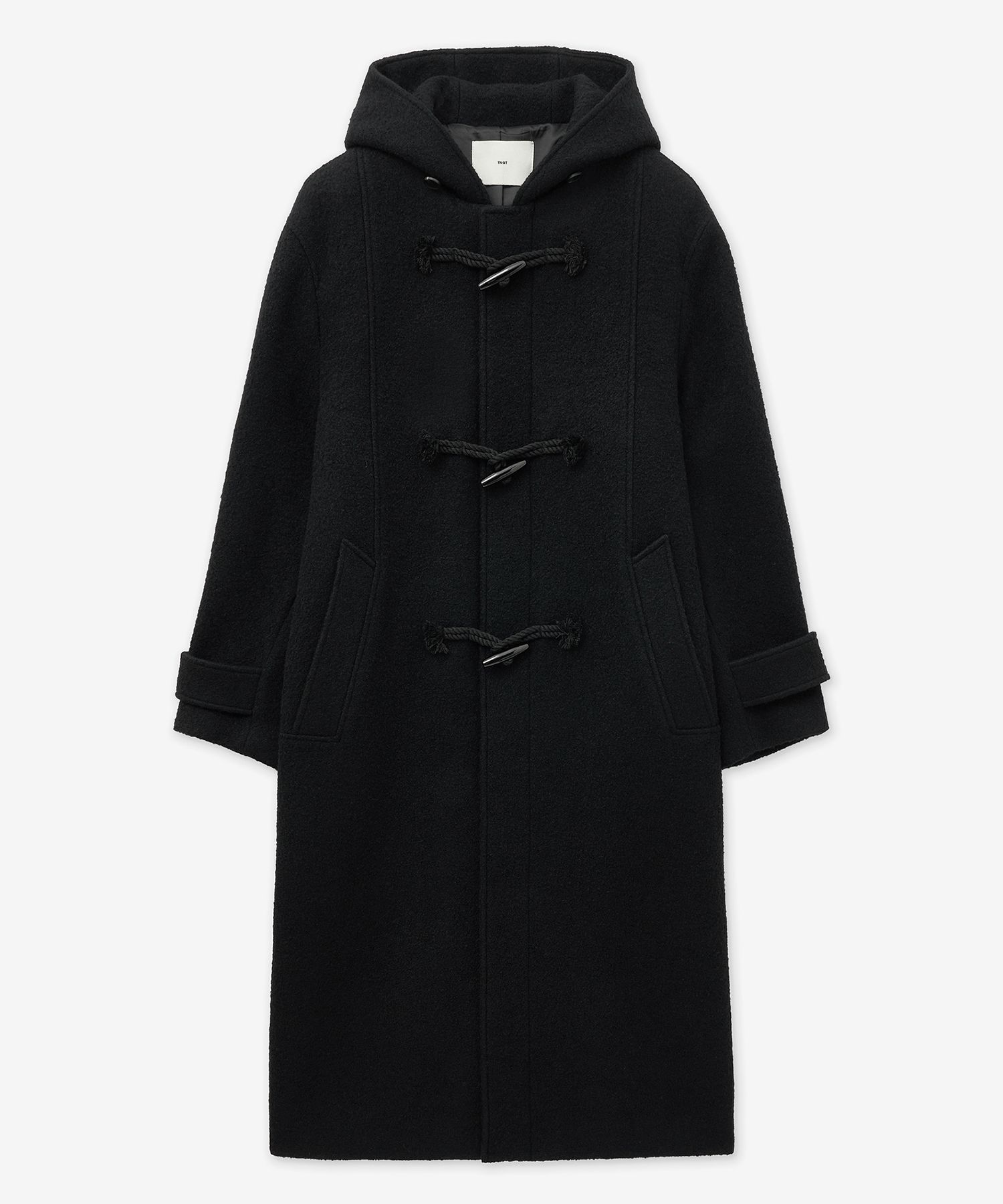 MUSINSA | TNGT Wool Boucle Duffle Coat (Black) TNCO5F104BK