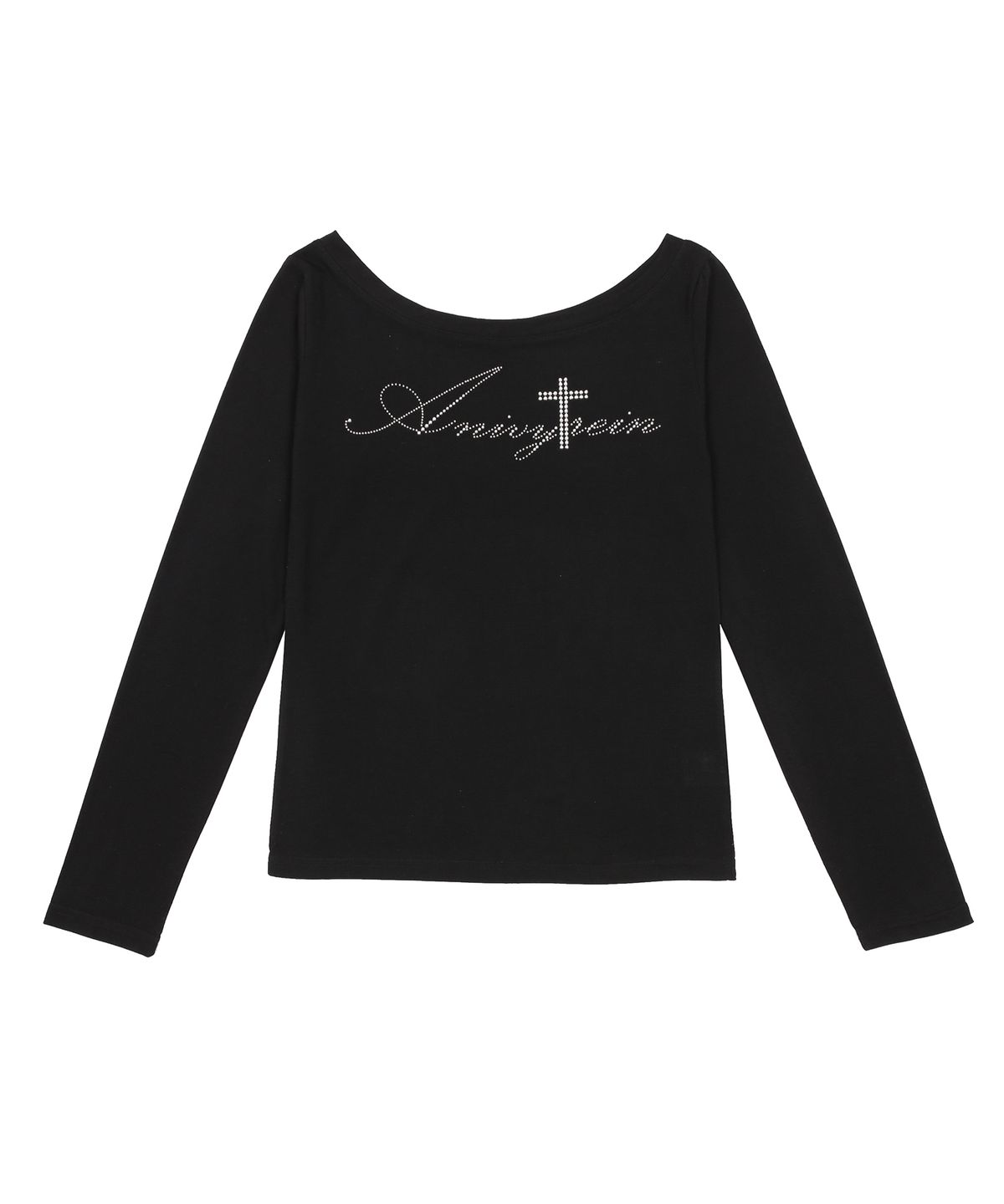 어니브(ANIV) STUDDED LONG SLEEVE OFF-SHOULDER BLACK