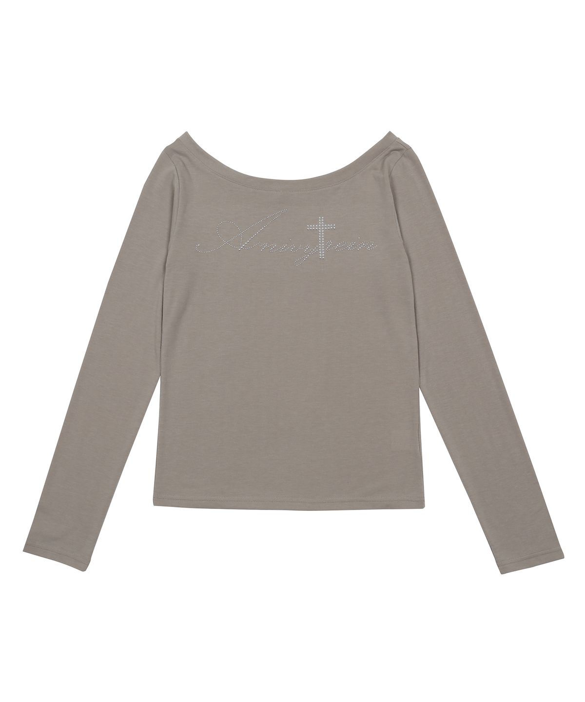 어니브(ANIV) STUDDED LONG SLEEVE OFF-SHOULDER BEIGE