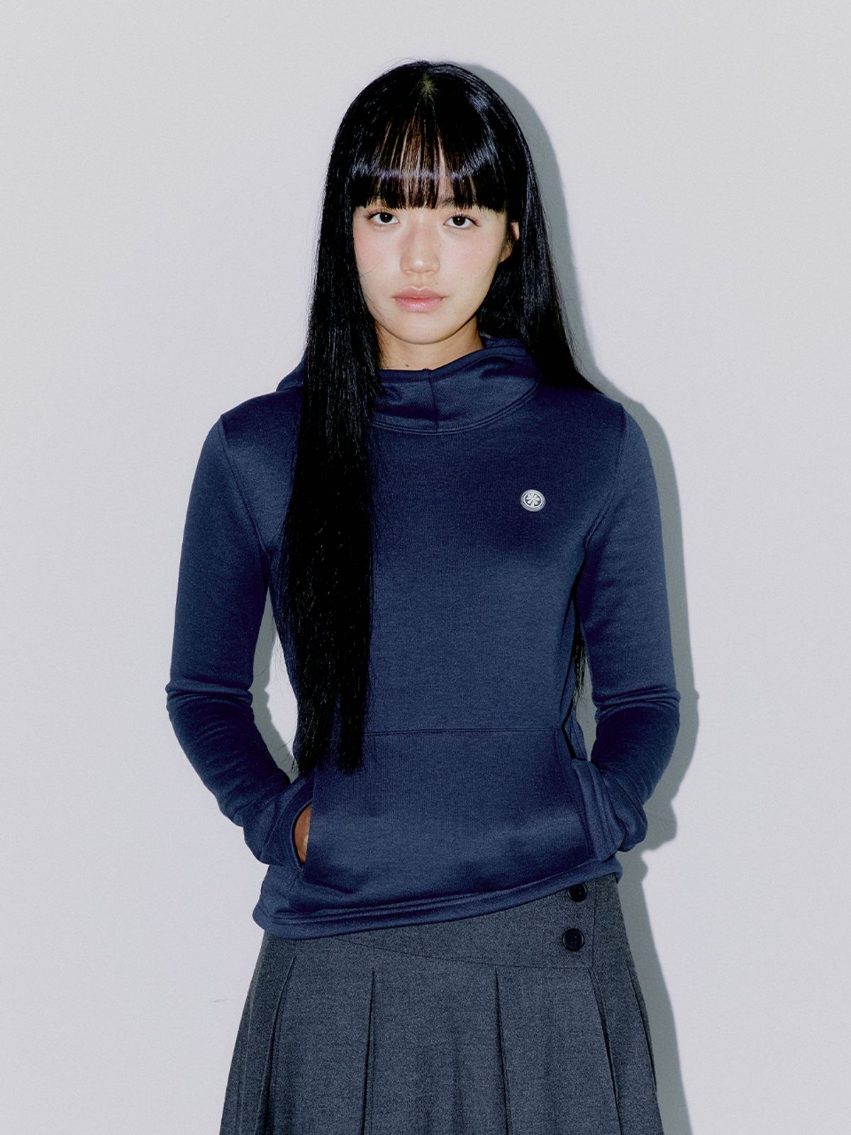 오피쉬(OAFISH) COWL LOGO LABEL HOODIE NAVY