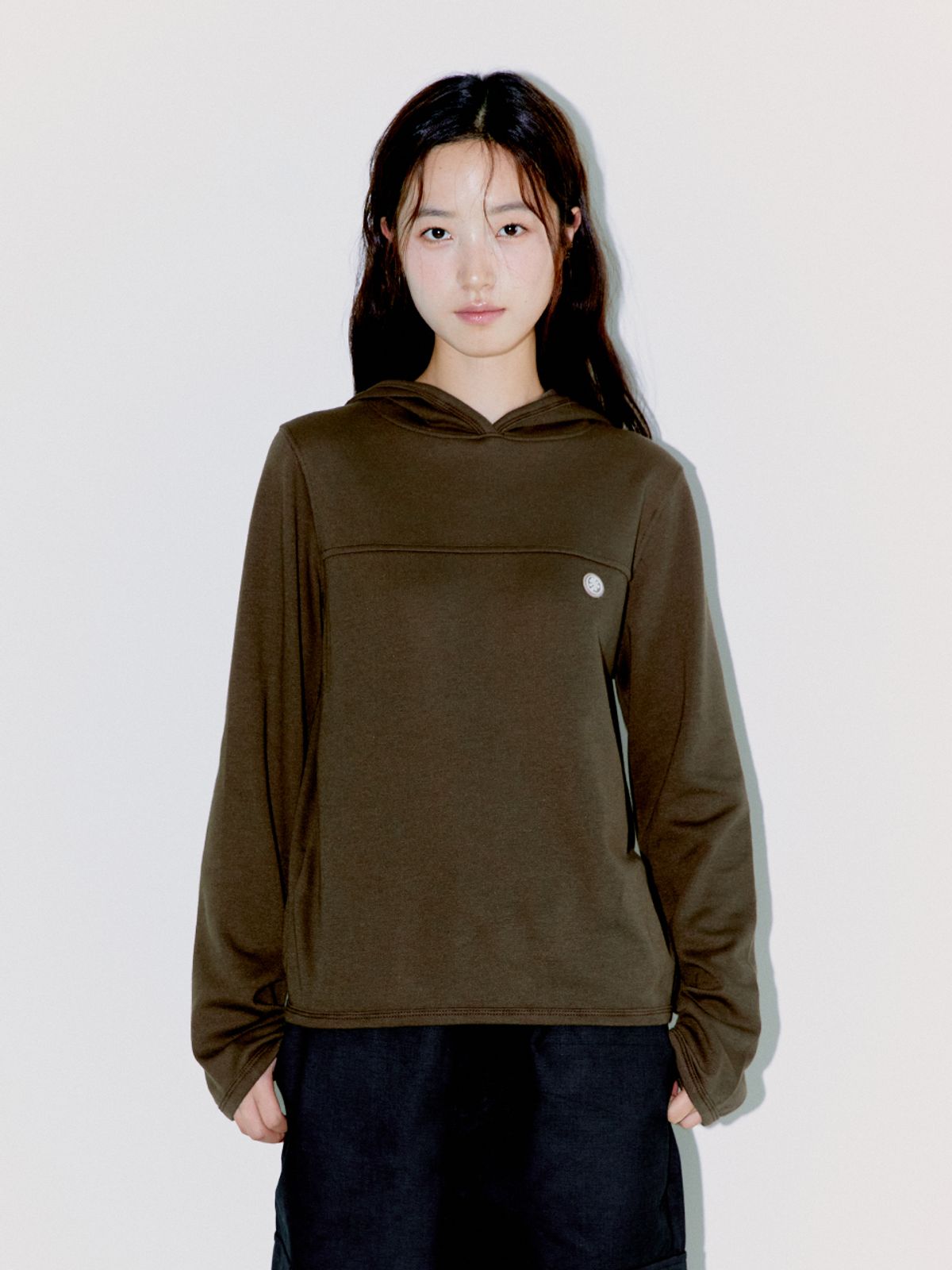 오피쉬(OAFISH) CUTTING LOGO LABEL HOODIE, BROWN
