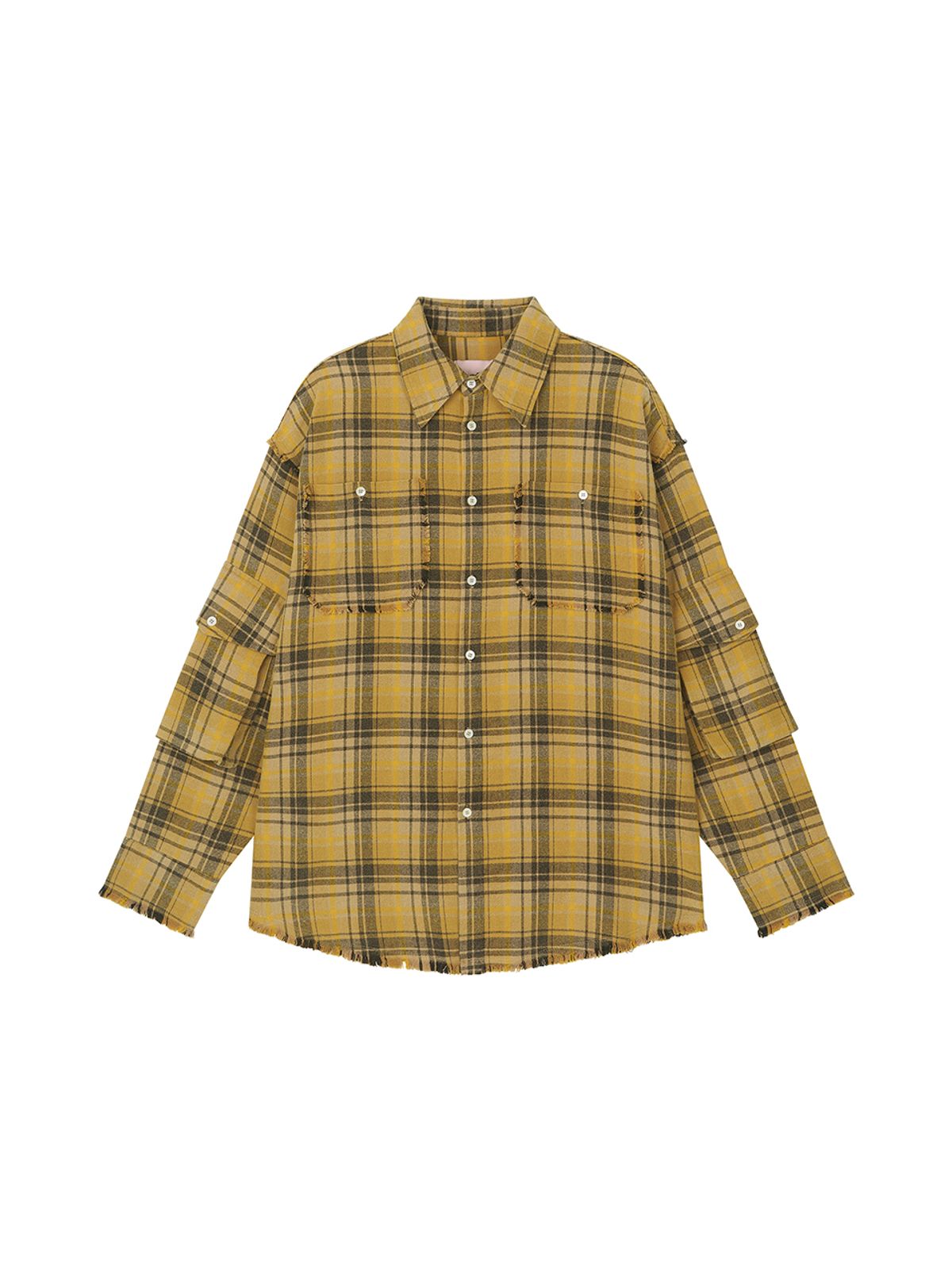 에즈이프 캘리(ASIF CALIE) RAW EDGE CARGO CHECK SHIRT YELLOW