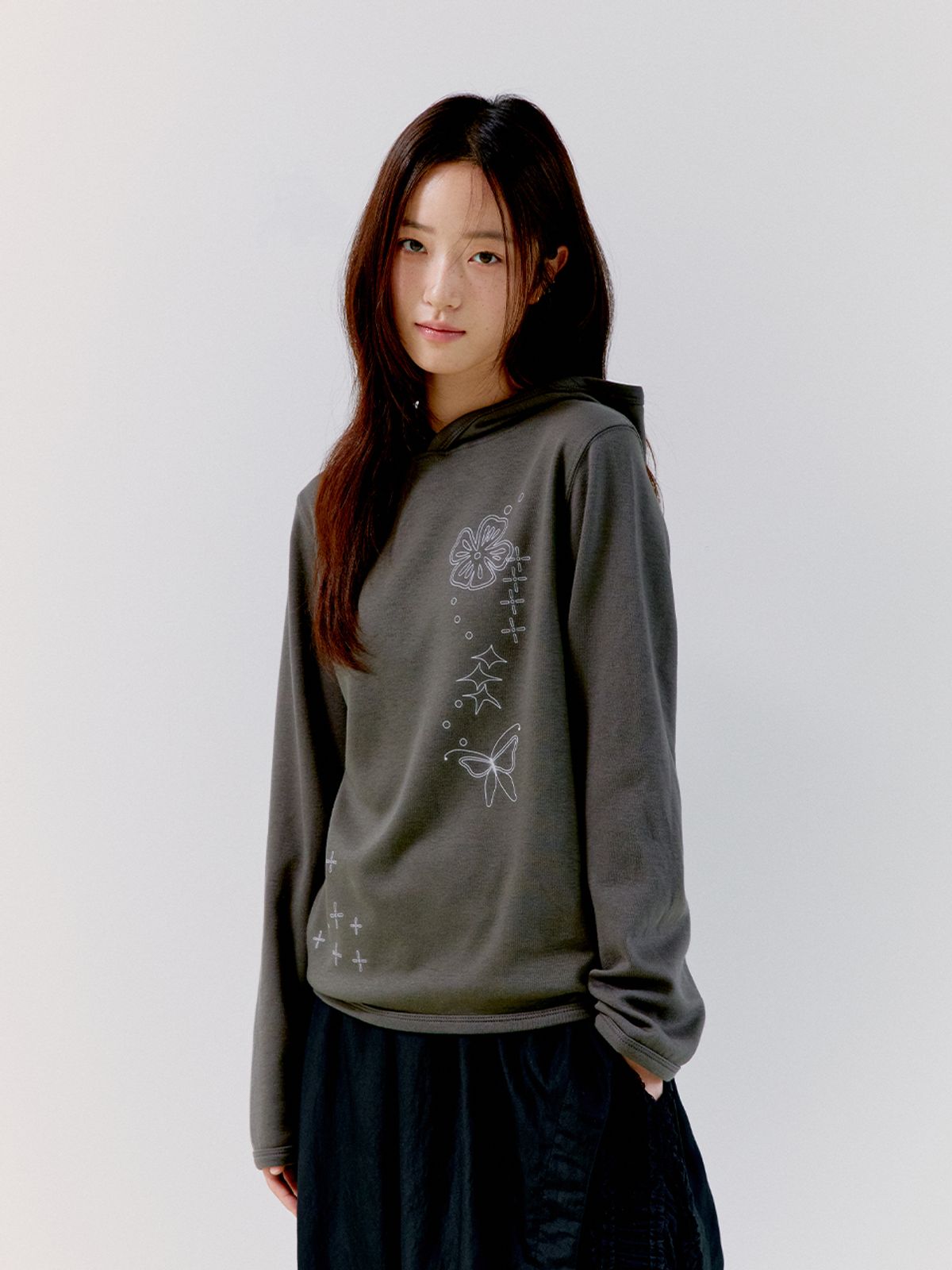 오피쉬(OAFISH) STARLIT FLOWER HOODIE, BROWN