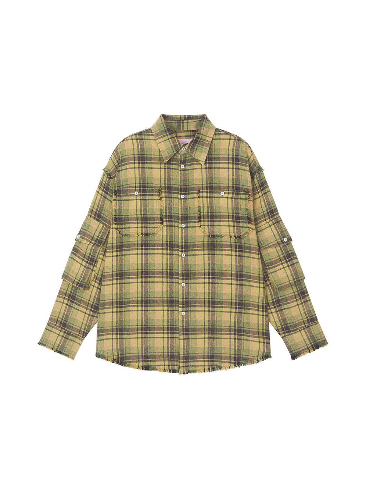 에즈이프 캘리(ASIF CALIE) RAW EDGE CARGO CHECK SHIRT GREEN