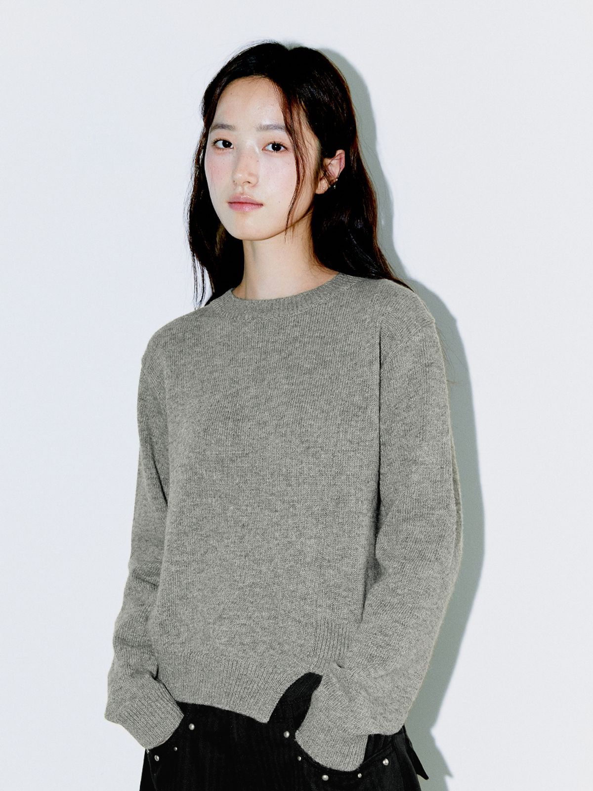 오피쉬(OAFISH) DIAGONAL CUTTING KNIT, GRAY
