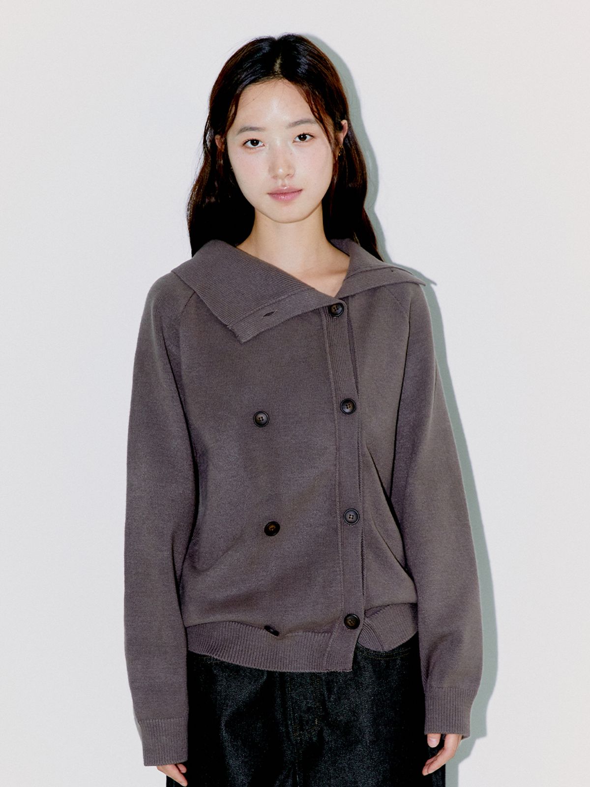 오피쉬(OAFISH) TWIN BUTTON CARDIGAN, BROWN