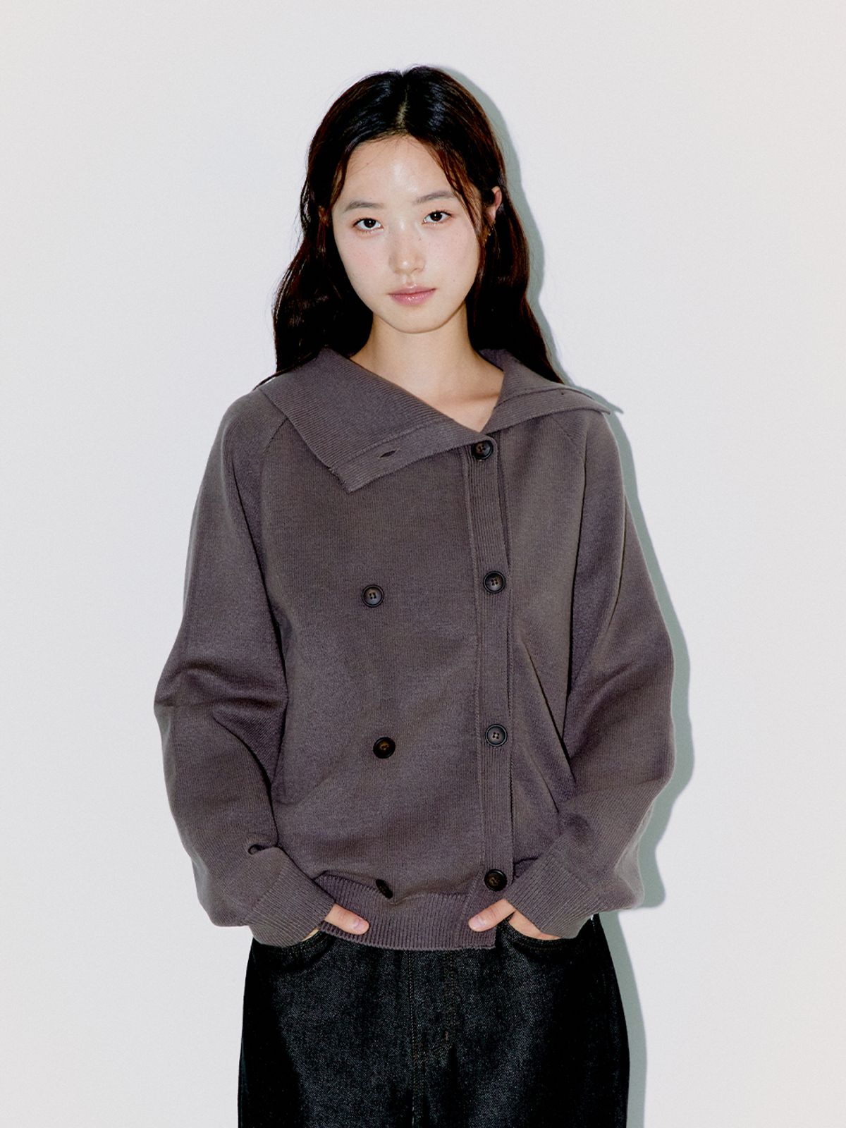 오피쉬(OAFISH) TWIN BUTTON CARDIGAN, BROWN