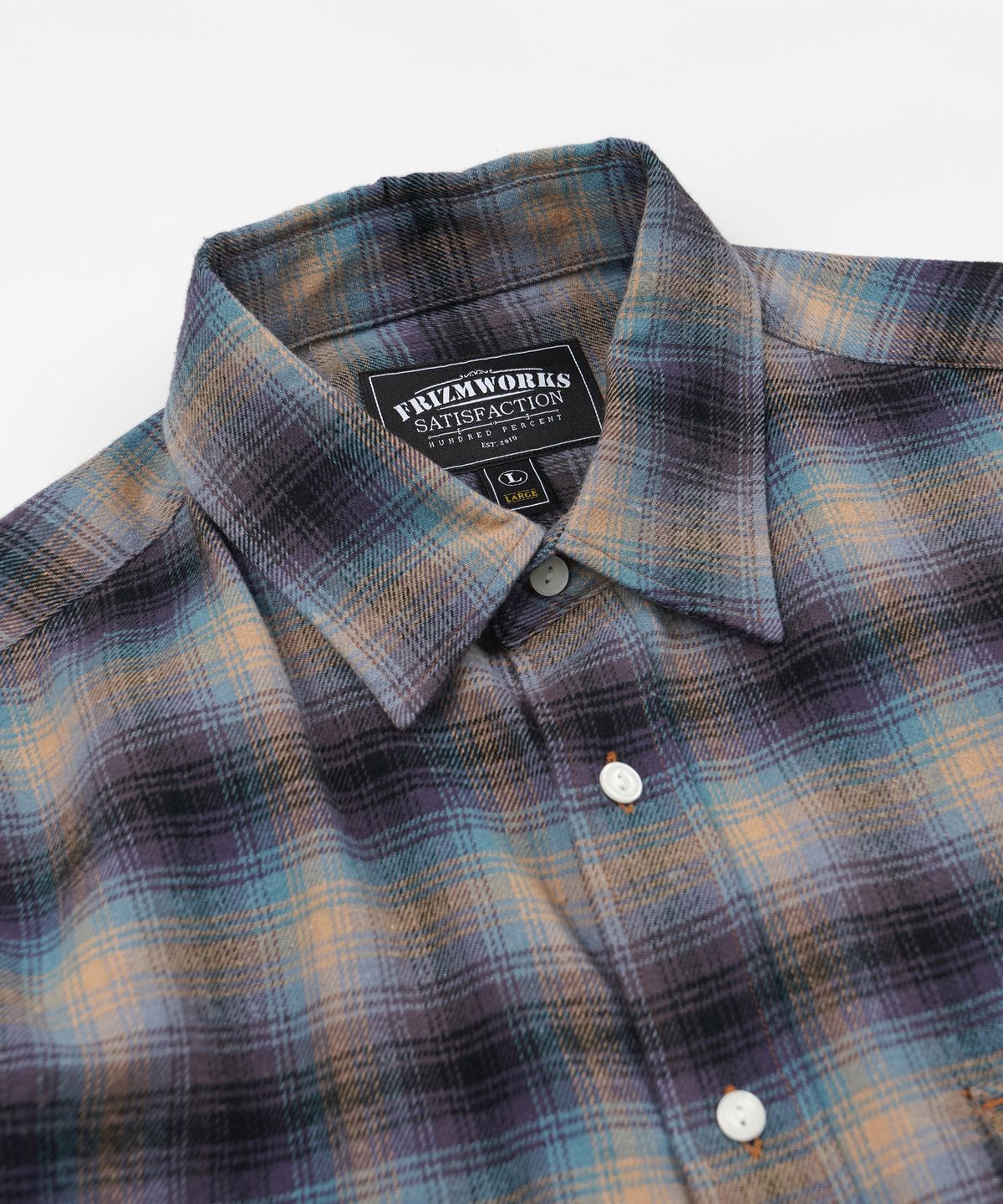 프리즘웍스(FRIZMWORKS) FLANNEL CHECK WORK SHIRT _ MIDNIGHT BLUE