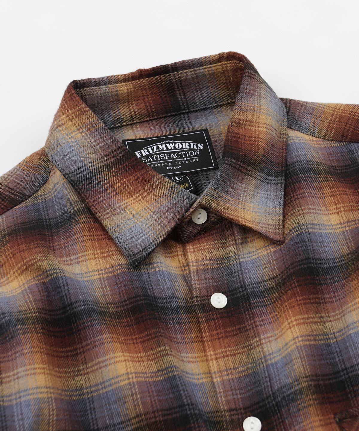 프리즘웍스(FRIZMWORKS) FLANNEL CHECK WORK SHIRT _ BROWN SKY