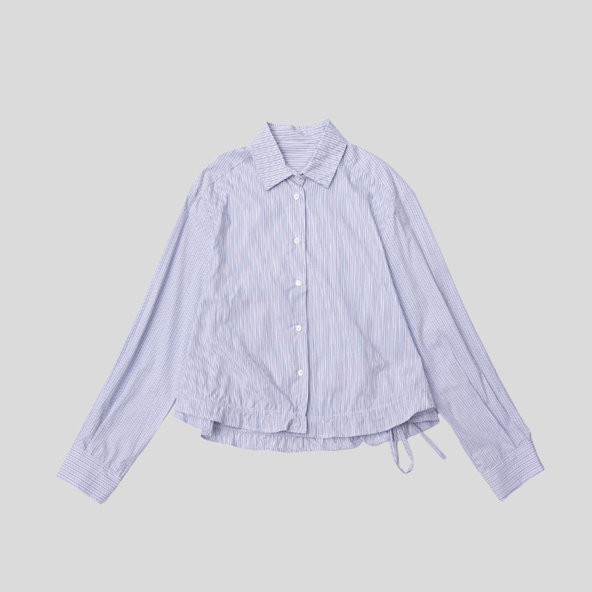 던드롭(DUNDROP) DD_Striped frill shirt_BLUE