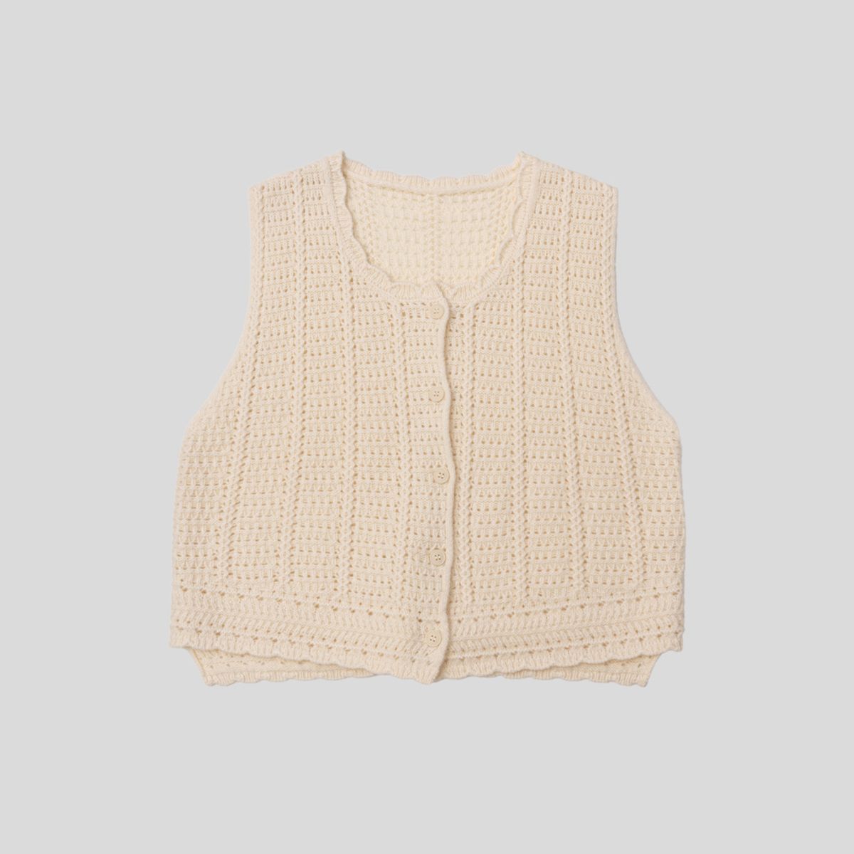 던드롭(DUNDROP) DD_Crochet open knit vest_IVORY