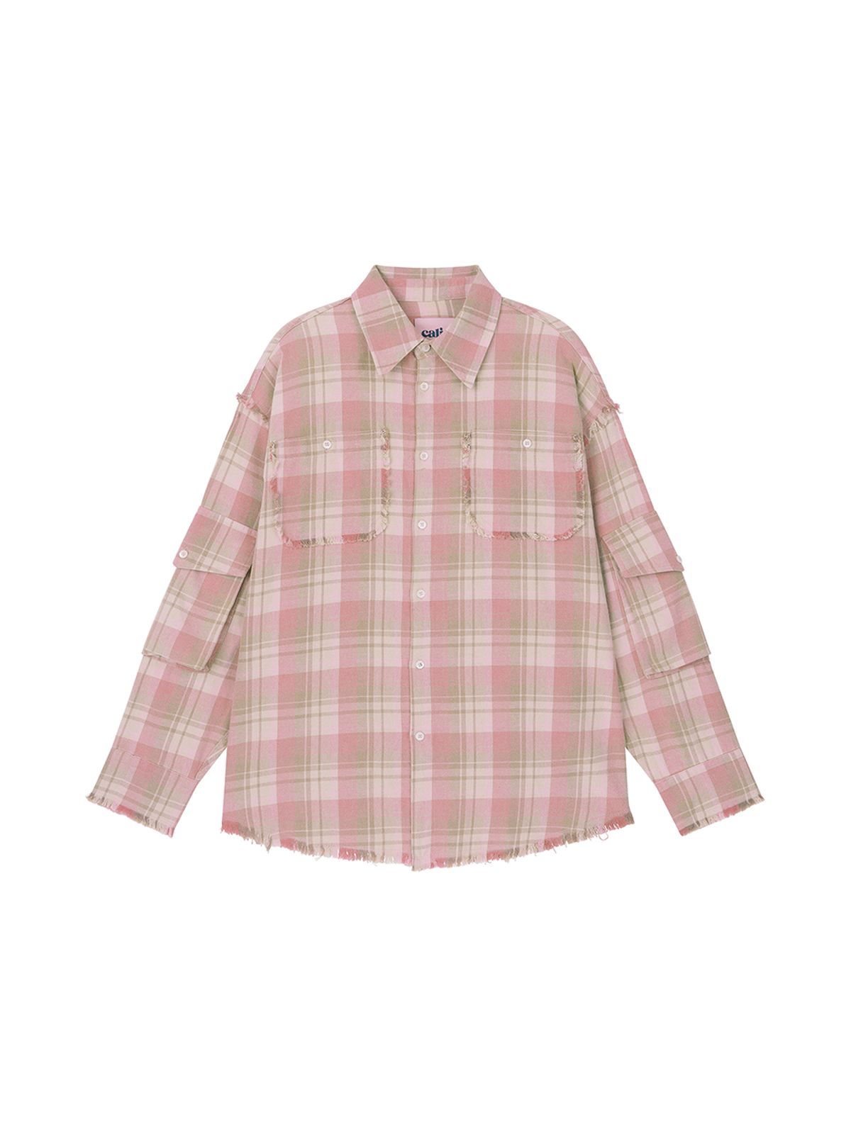 에즈이프 캘리(ASIF CALIE) RAW EDGE CARGO CHECK SHIRT PINK