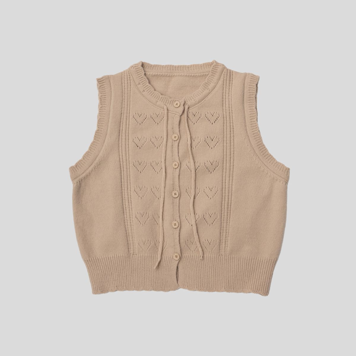 던드롭(DUNDROP) DD_Heart crochet knit vest_3color