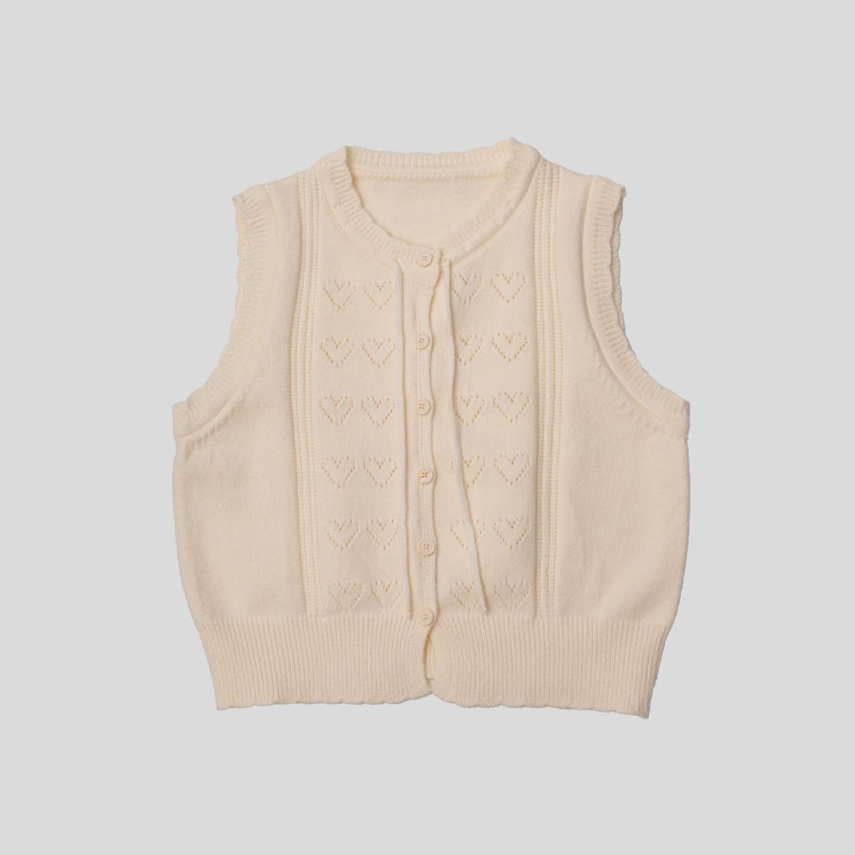 던드롭(DUNDROP) DD_Heart crochet knit vest_3color