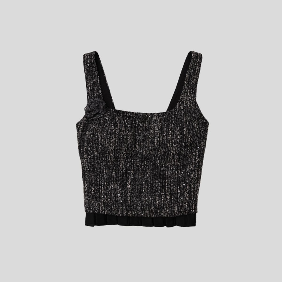 던드롭(DUNDROP) DD_Sequine tweed sleeveless top_GRAY