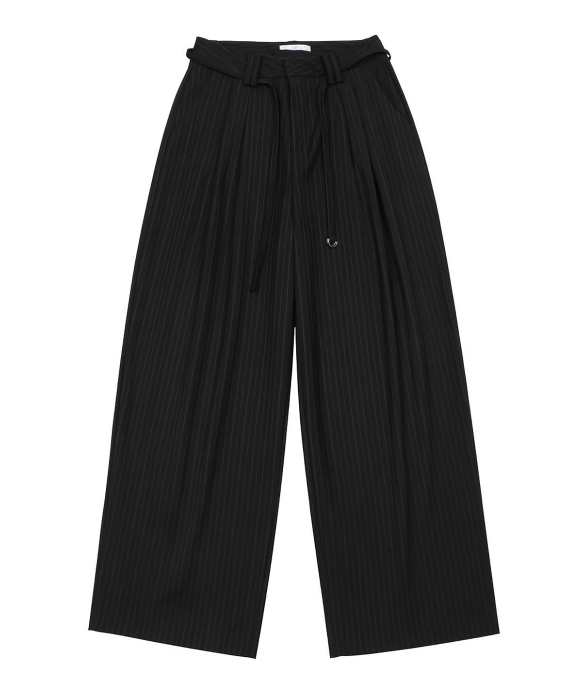 어니브(ANIV) STRIPE PINTUCK SLACKS BLACK