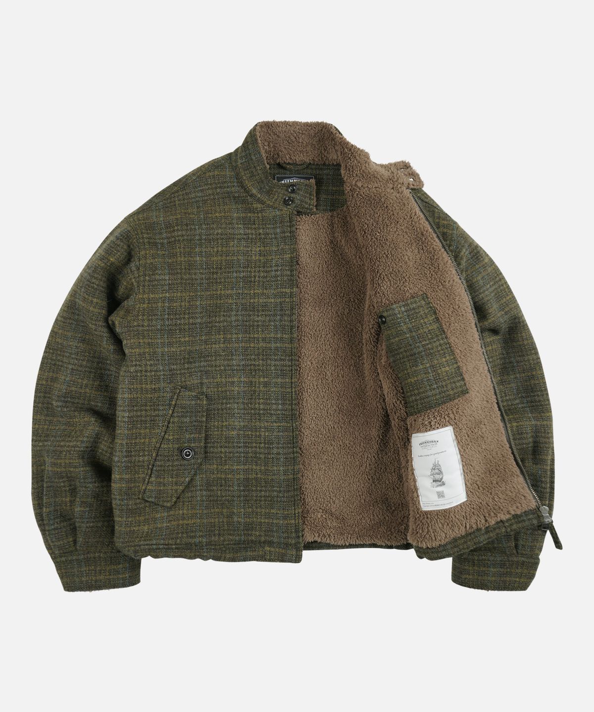 프리즘웍스(FRIZMWORKS) FLUFFY WOOL HARRINGTON JACKET _ SEAWEED