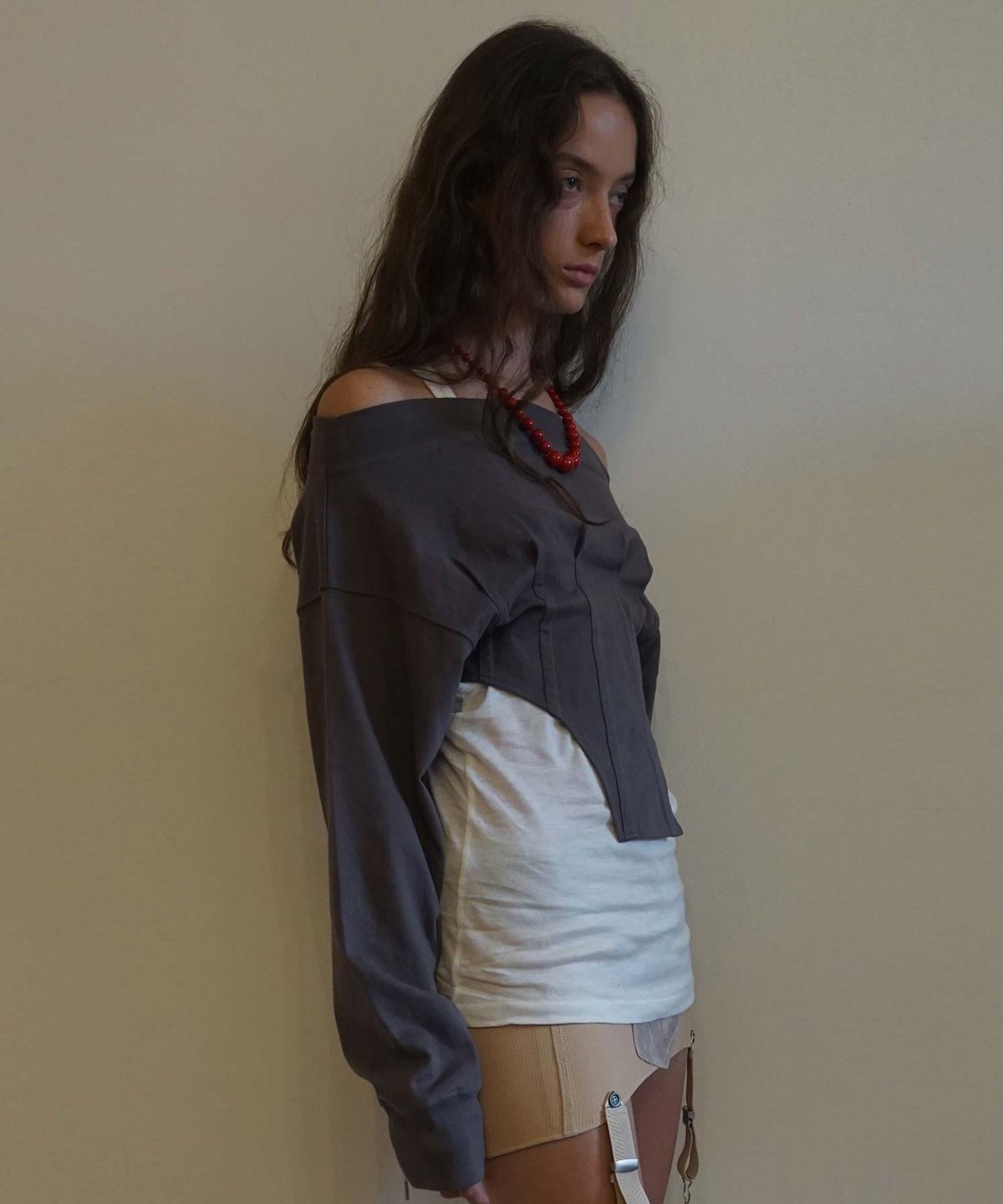 스컬프터(SCULPTOR) Corset Sweatshirt Charcoal