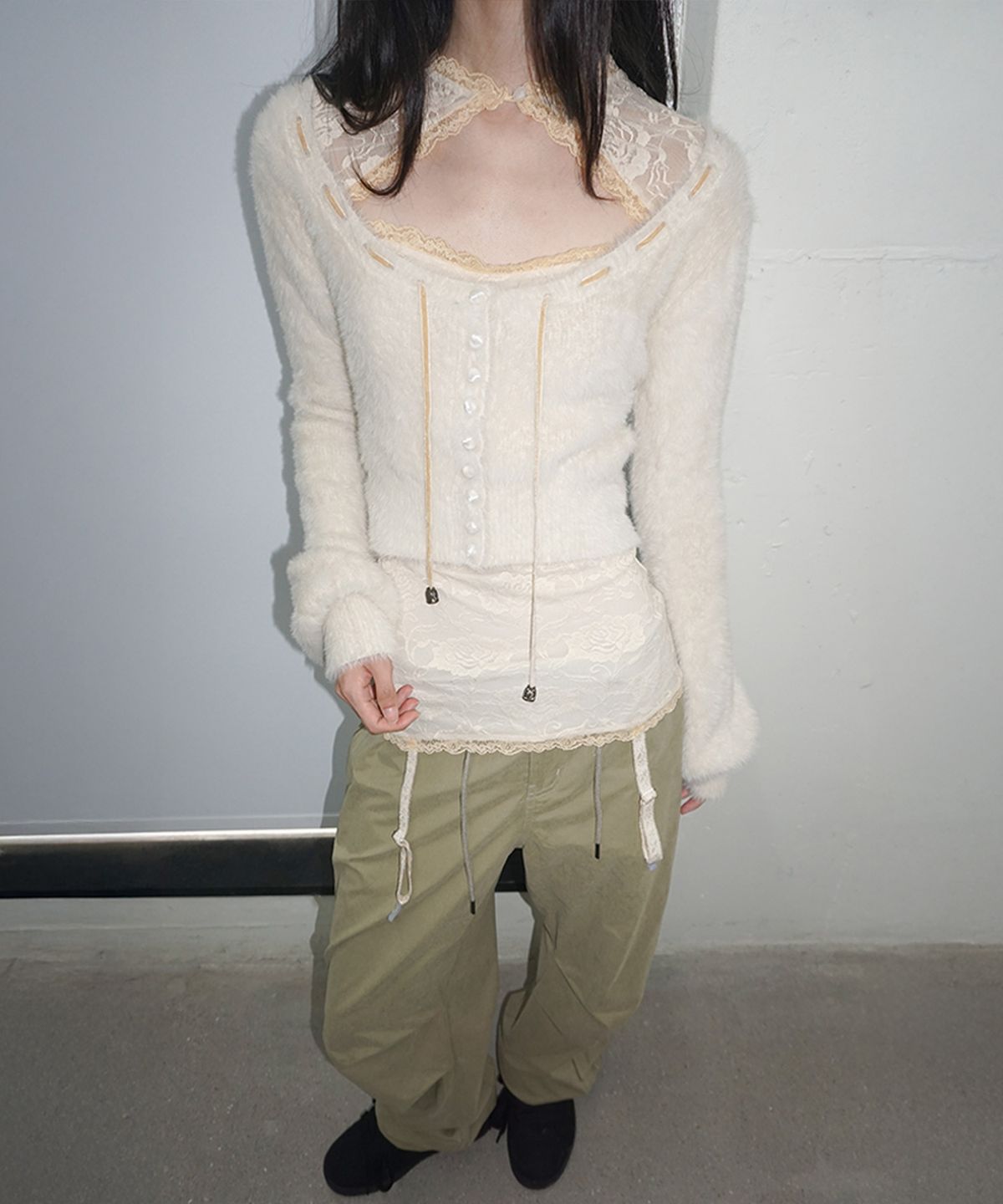 스컬프터(SCULPTOR) Angora Cardigan Ivory