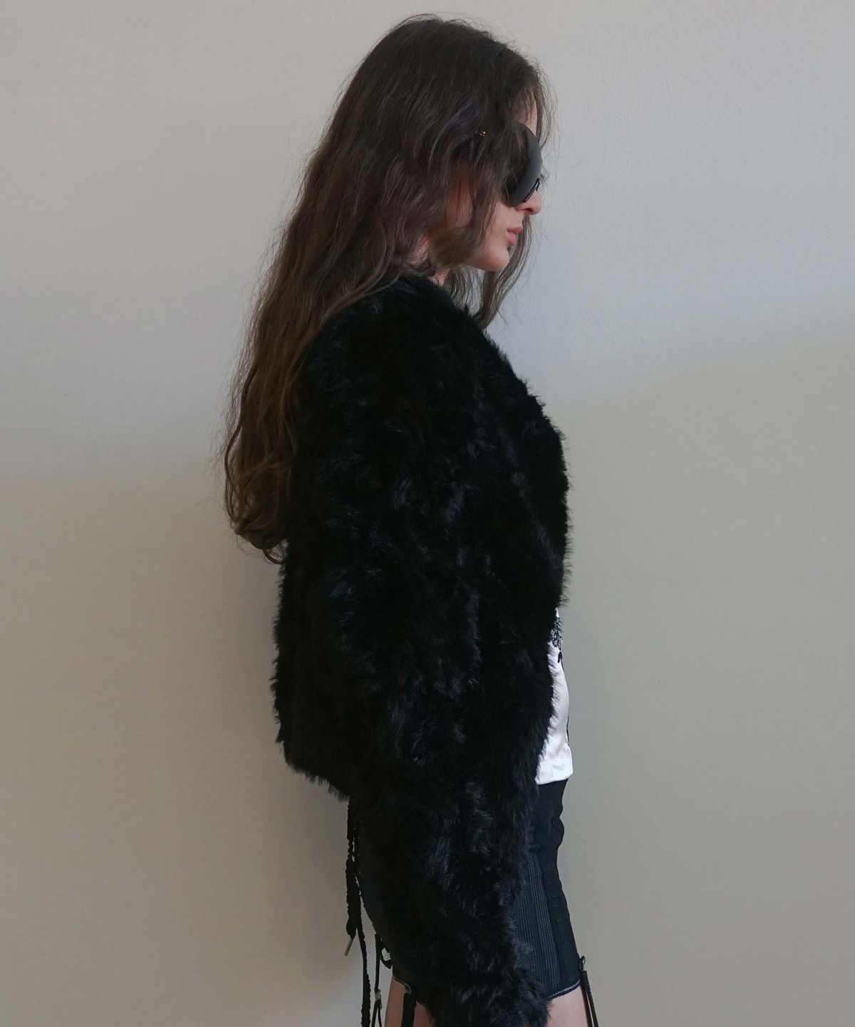 스컬프터(SCULPTOR) Faux Fur Corset Jacket Black