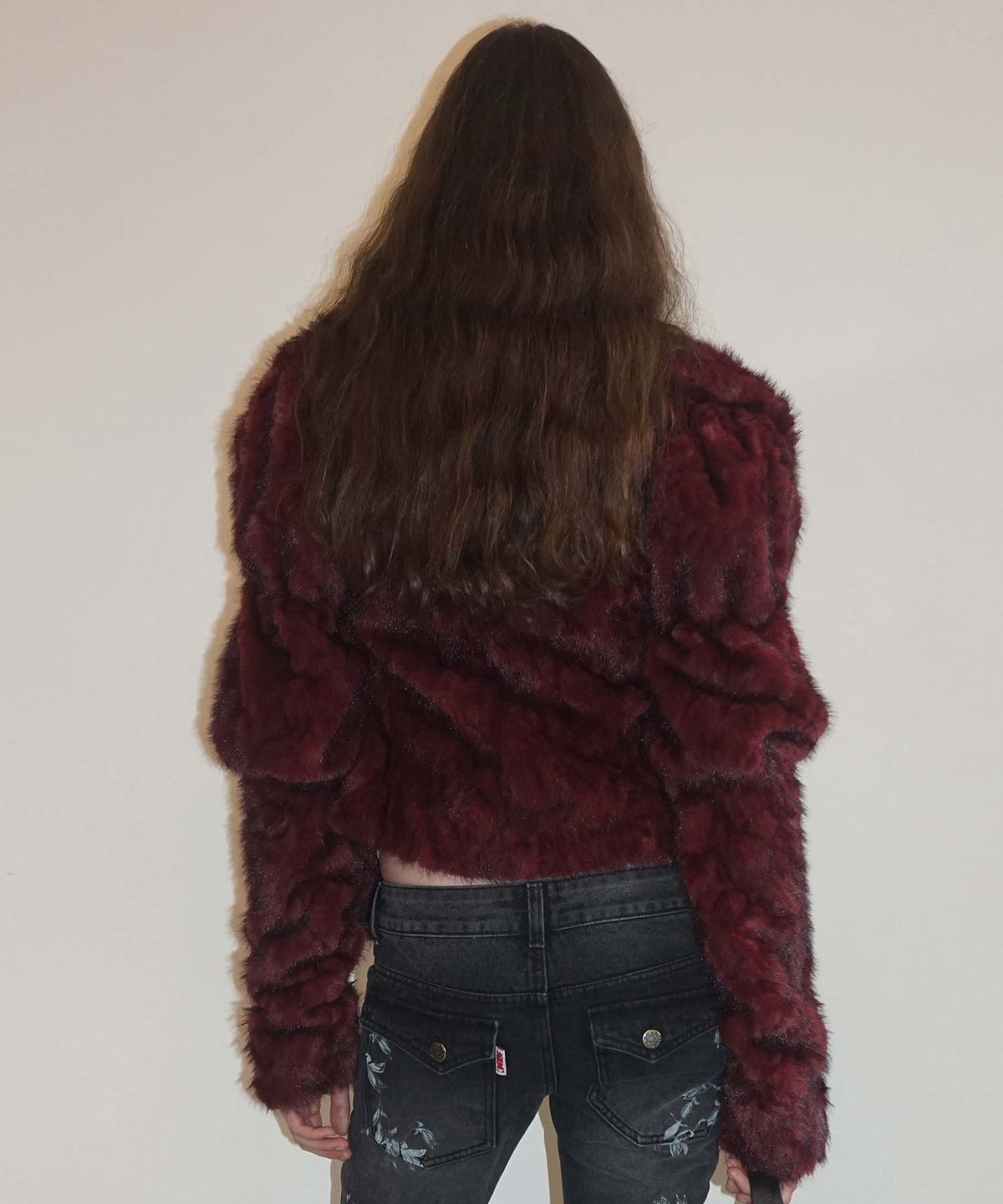 스컬프터(SCULPTOR) Faux Fur Corset Jacket Wine