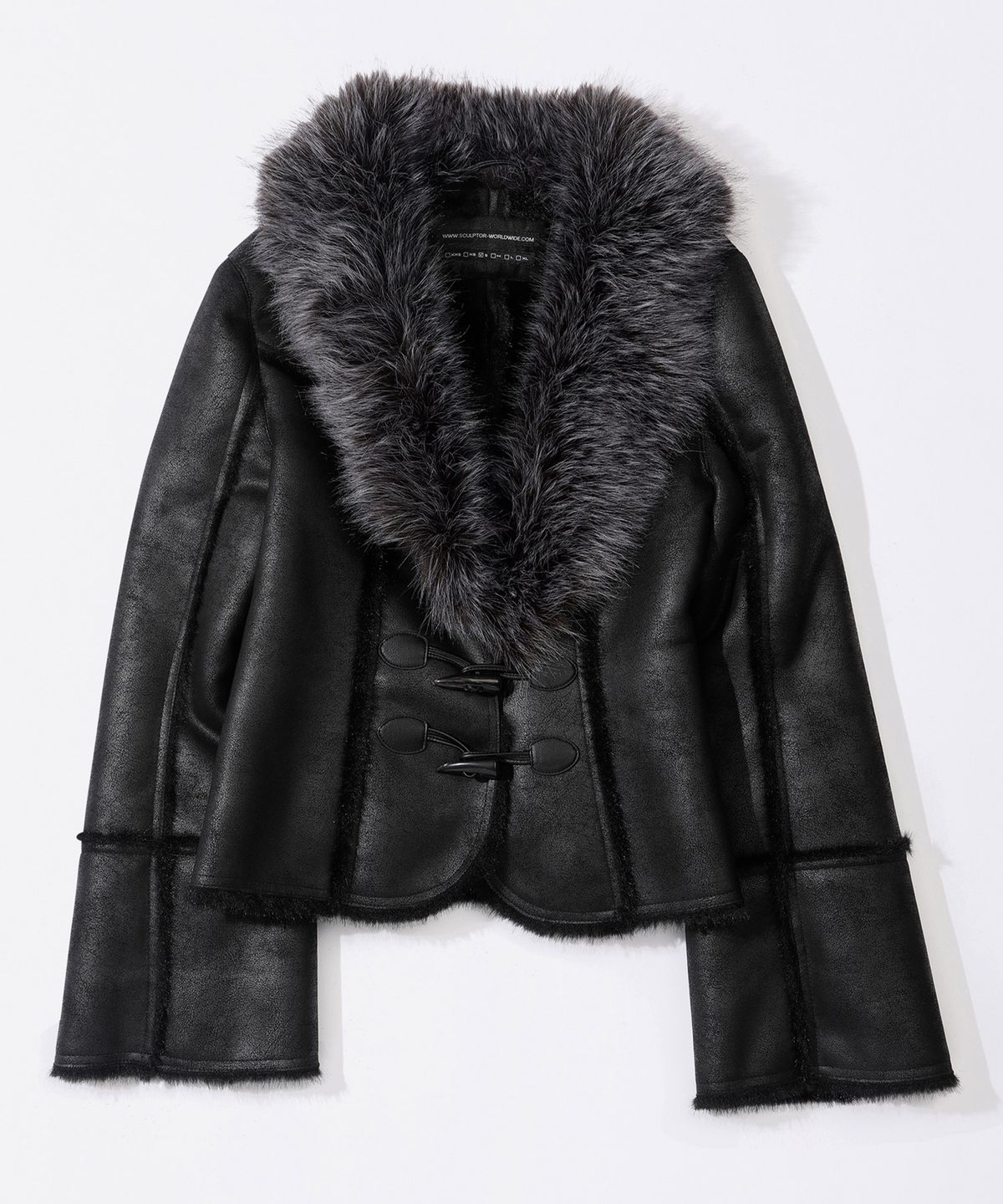 스컬프터(SCULPTOR) Faux Mouton Toggle Coat Black