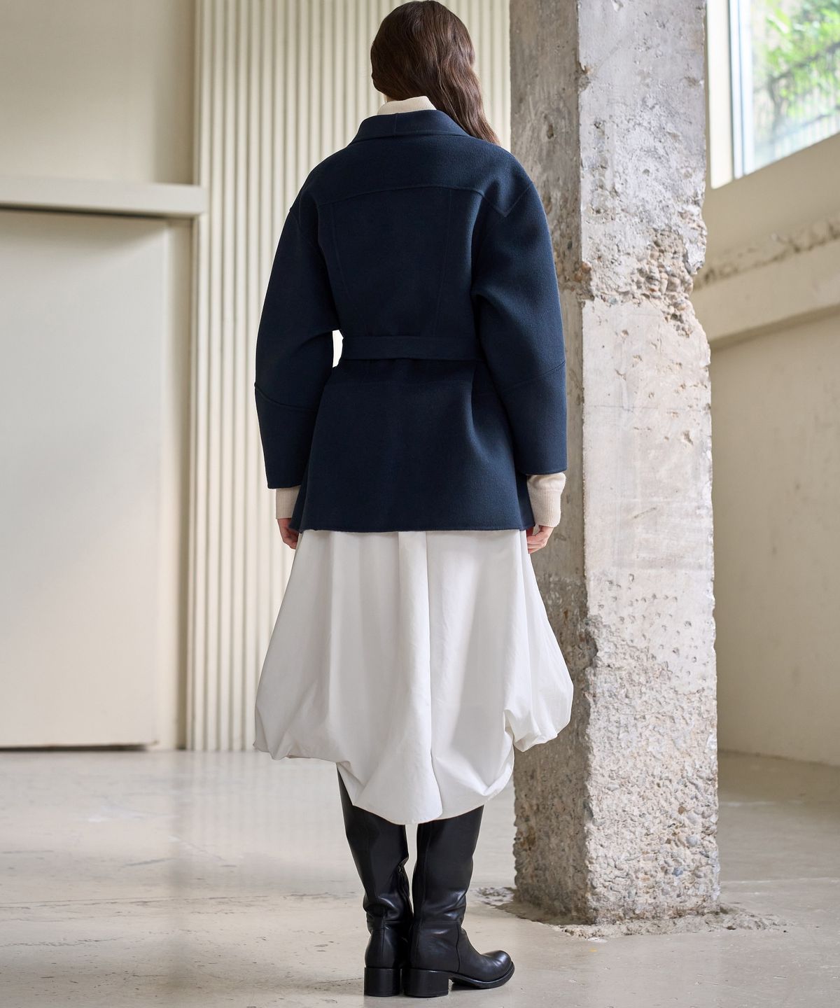 미테(MITTE) SHAWL COLLAR HANDMADE HALF COAT_DEEP GREEN