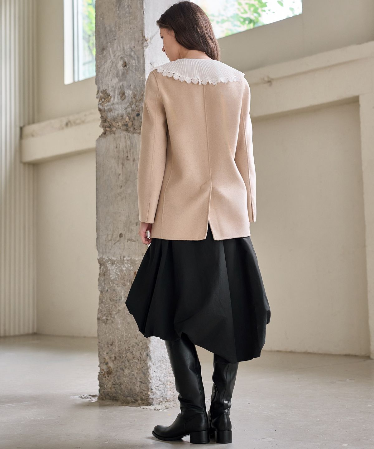 미테(MITTE) COLLARLESS HANDMADE JACKET_BEIGE