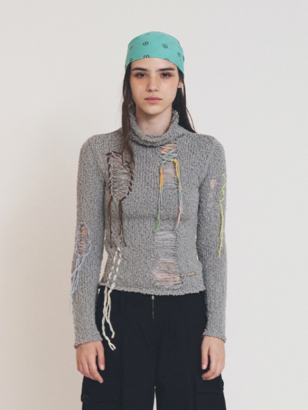 에즈이프 캘리(ASIF CALIE) VINTAGE DESTROYED KNIT GRAY