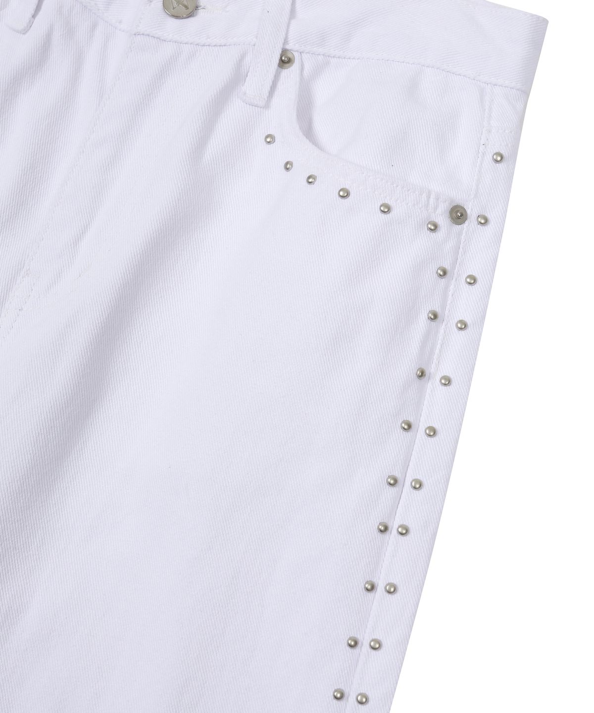 어니브(ANIV) OPEN ZIPPER RIVET DENIM PANTS WHITE