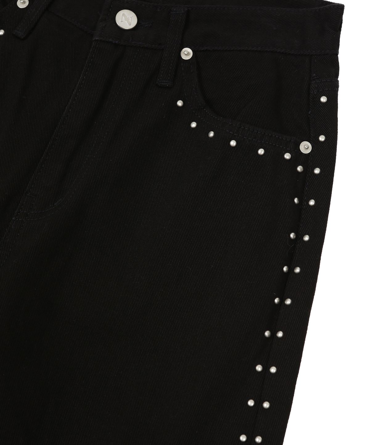 어니브(ANIV) OPEN ZIPPER RIVET DENIM PANTS BLACK