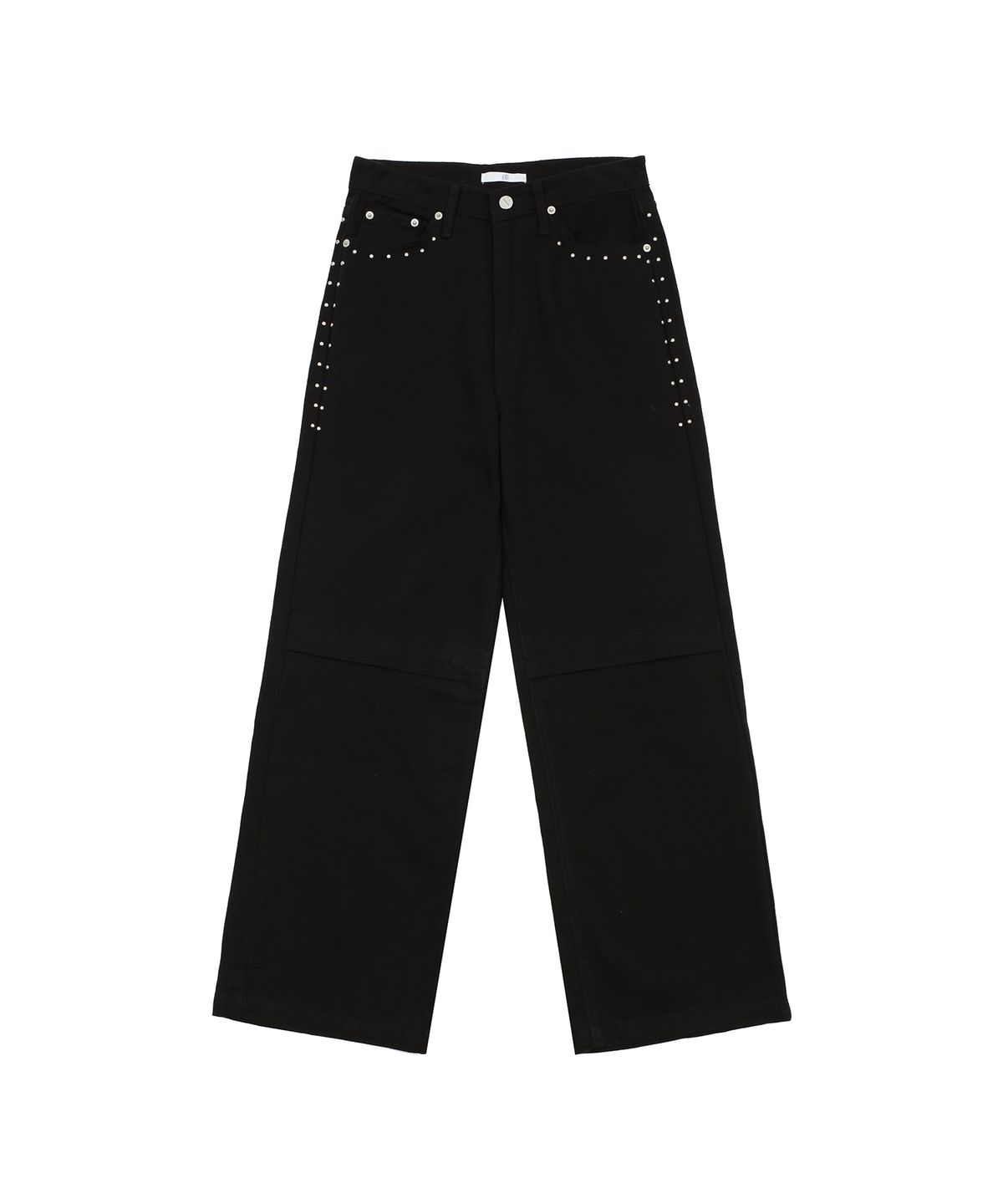 어니브(ANIV) OPEN ZIPPER RIVET DENIM PANTS BLACK
