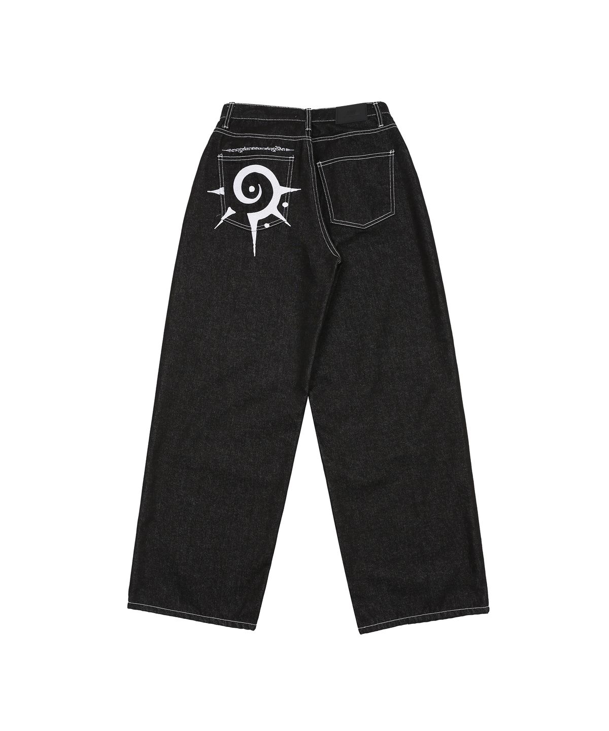 어니브(ANIV) SUN PATTERN STITCHED WIDE DENIM PANTS BLACK