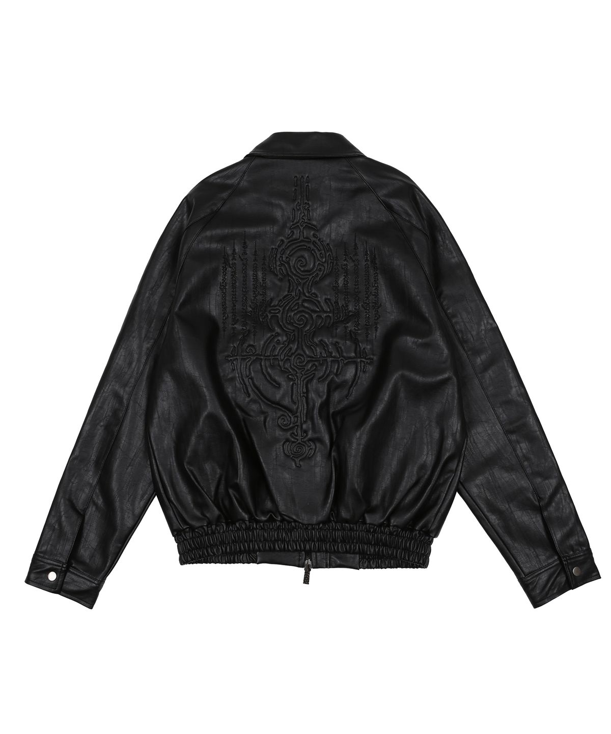 어니브(ANIV) EMBO WAPPEN LEATHER JACKET BLACK