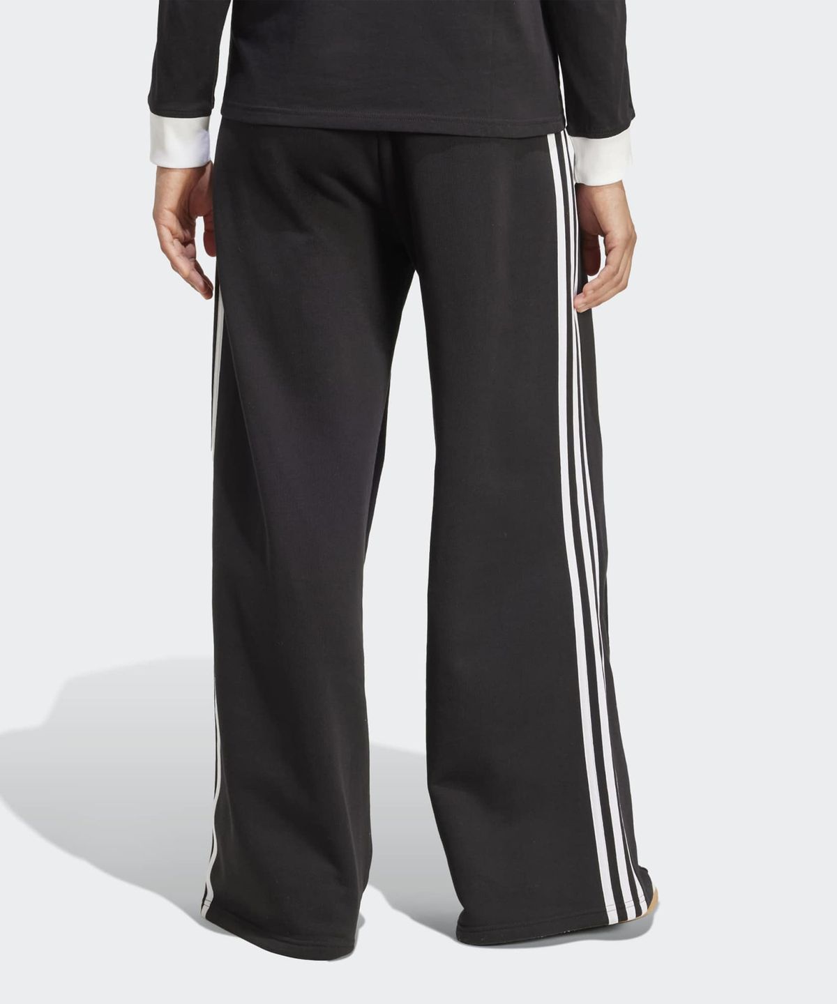 아디다스(ADIDAS) 3-스트라이프 와이드 스웨트 팬츠 - 블랙:화이트 / JV7473