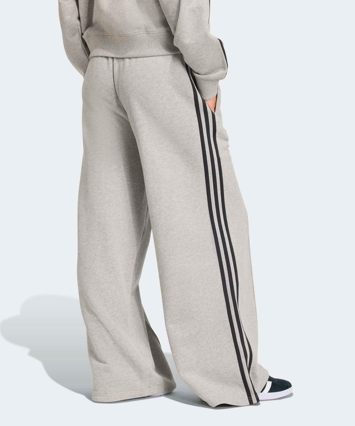아디다스(ADIDAS) 3-스트라이프 와이드 스웨트 팬츠 - 그레이:블랙 / JV7476