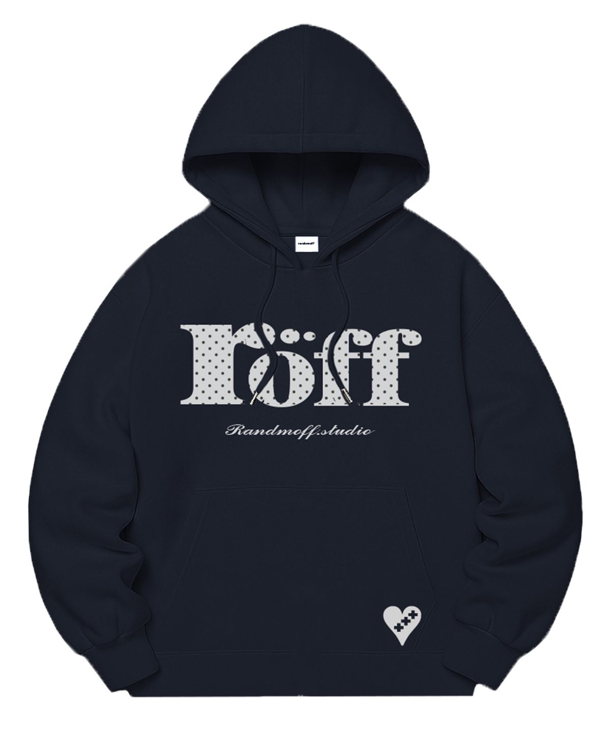 랜덤오프(RANDOMOFF) [기모선택] RÖFF TYPE PLAY DOT SEMI OVER FIT HOODIE (5color)