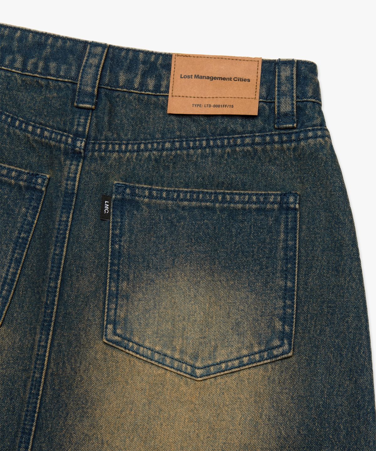 엘엠씨(LMC) WM CURVED RAW EDGE DENIM MAXI SKIRT blue