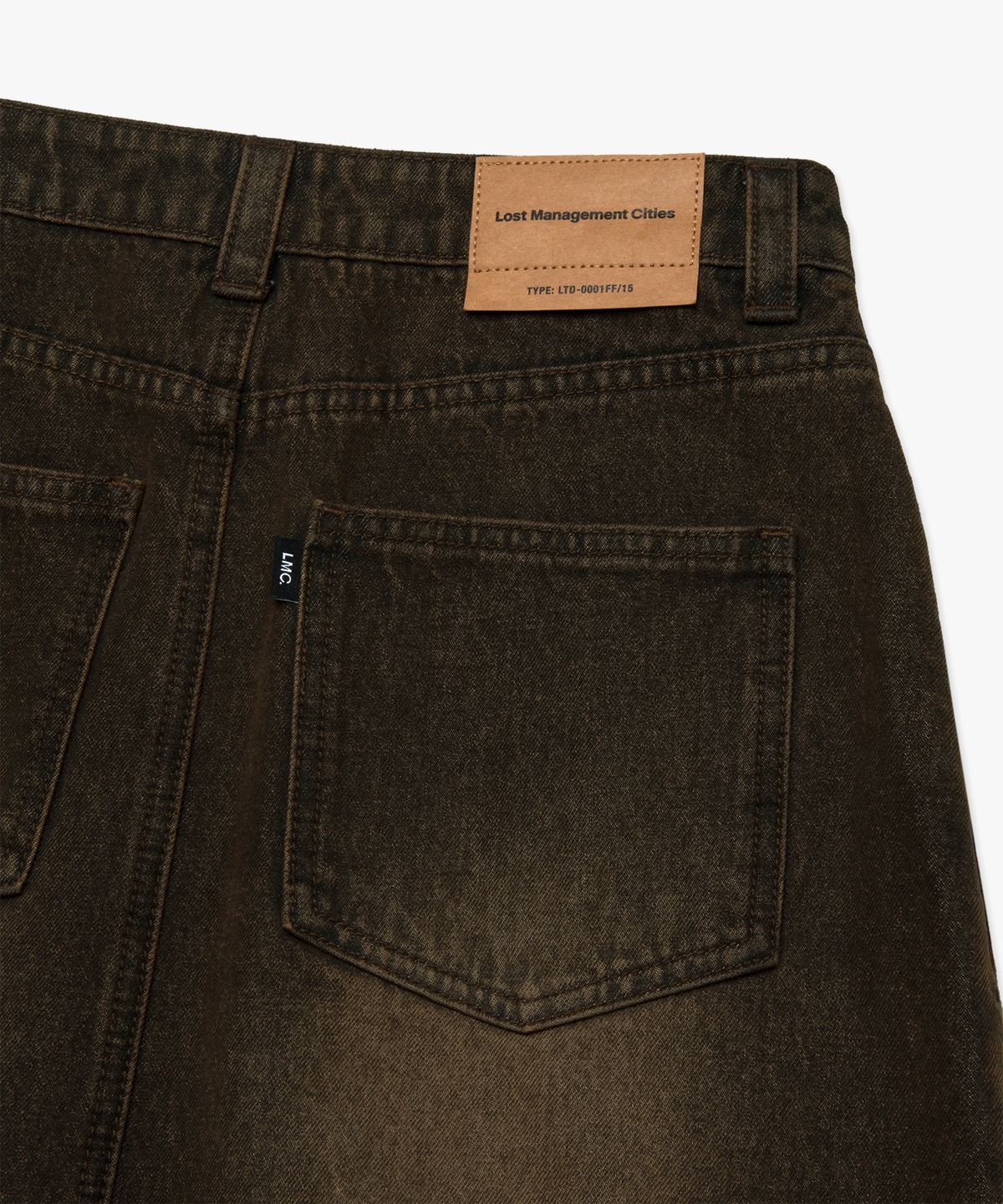 엘엠씨(LMC) WM CURVED RAW EDGE DENIM MAXI SKIRT brown