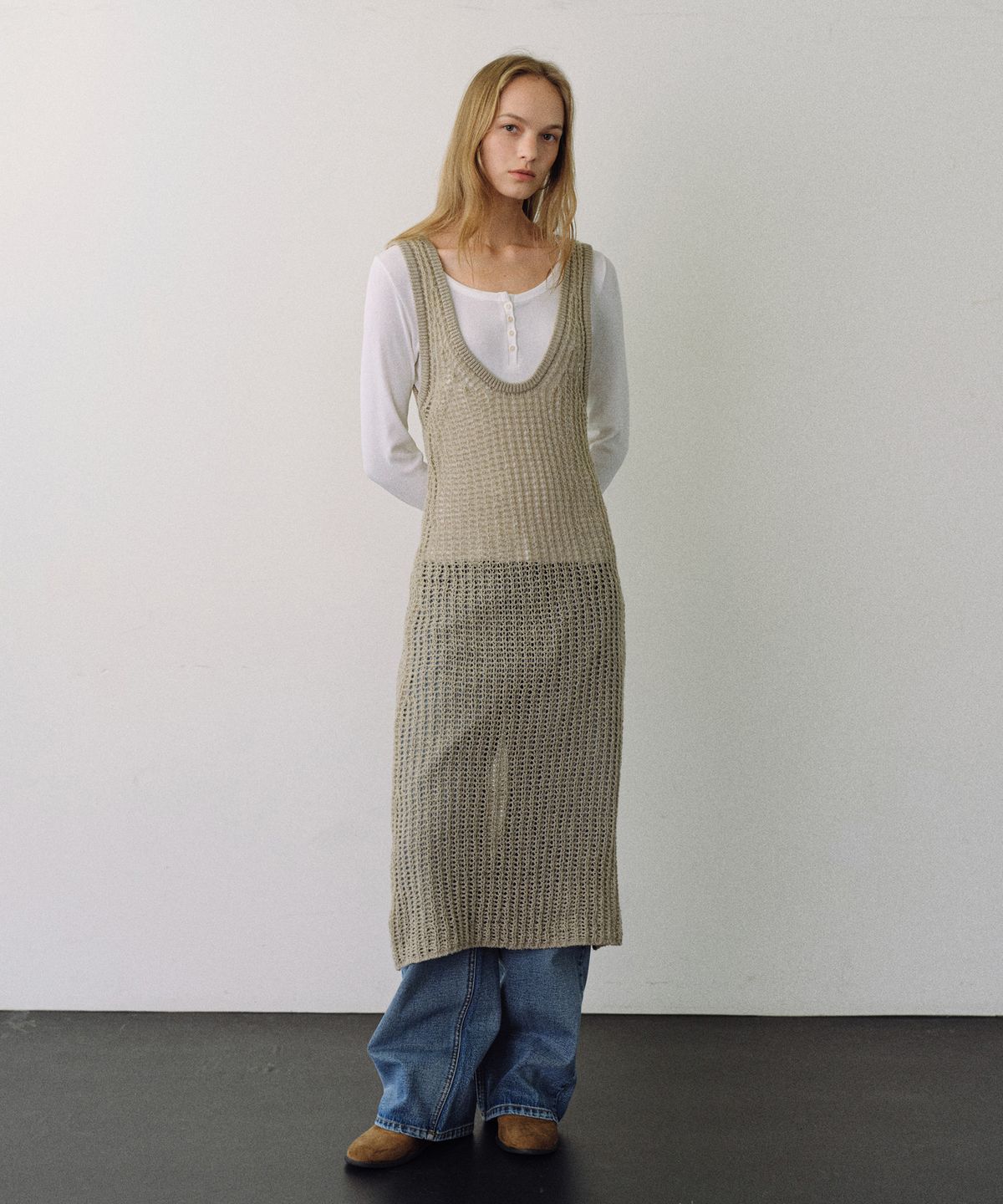 유라고(URAGO) Deep knit long dress