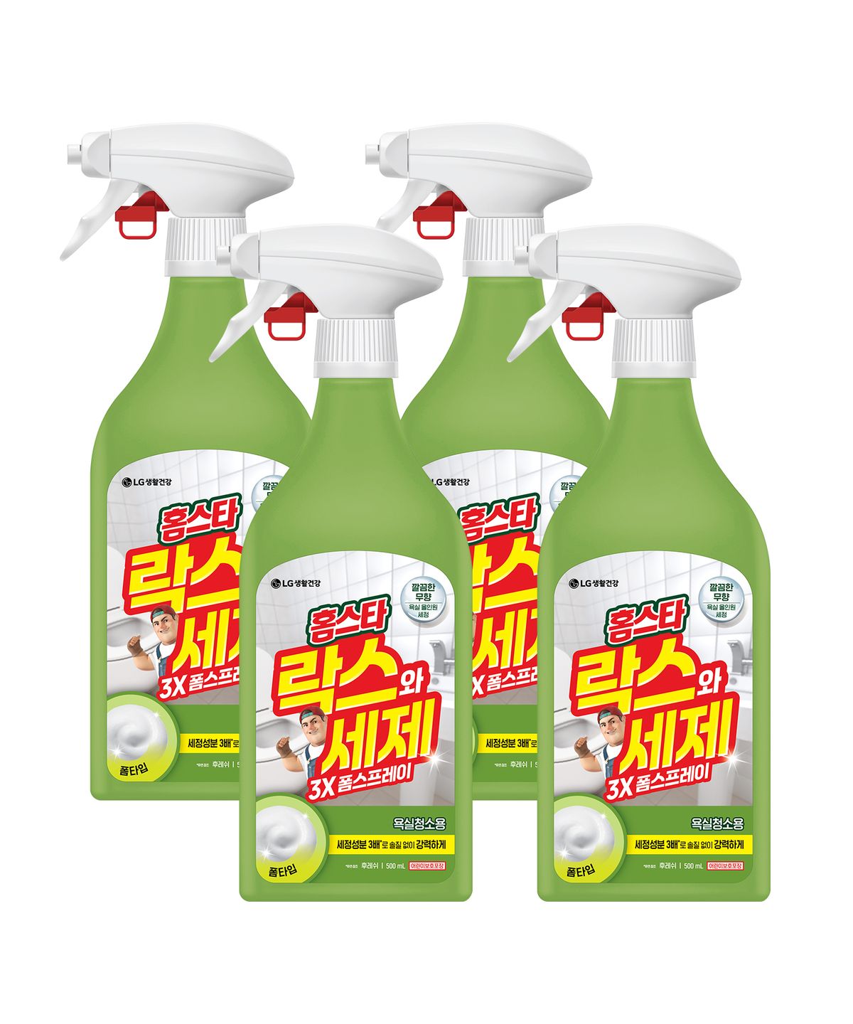 홈스타(HOMESTAR) [옵션선택] 락스와세제 3X 스프레이 500ml x 4개