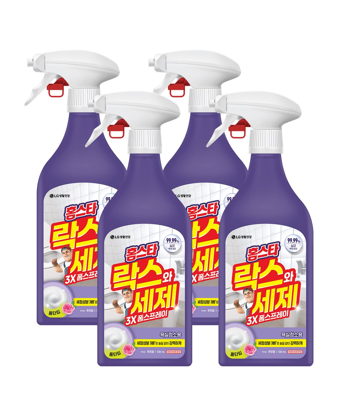 홈스타(HOMESTAR) [옵션선택] 락스와세제 3X 스프레이 500ml x 4개