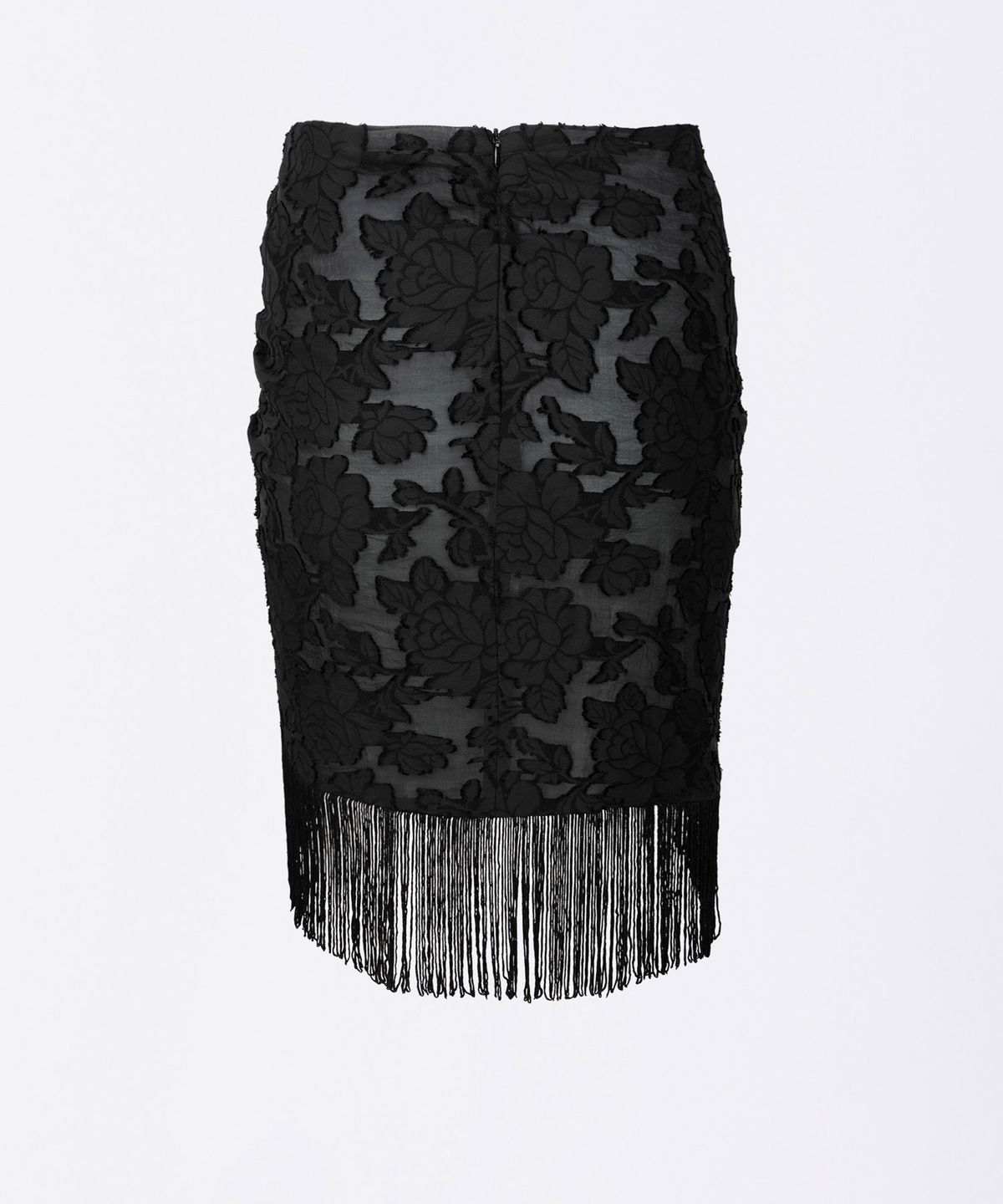 스컬프터(SCULPTOR) Fringe Tie Skirt Black/Ice Blue